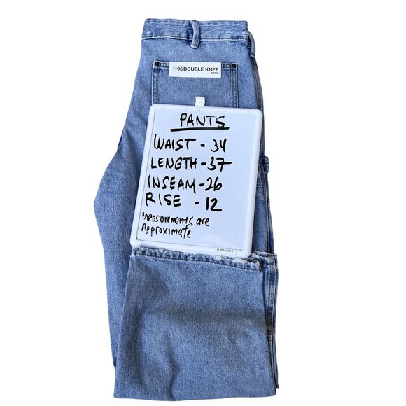 Zara NWT Size USA 34 EUR 44 Double Knee Wide Leg Utility Denim Carpenter Jeans - Picture 11 of 15